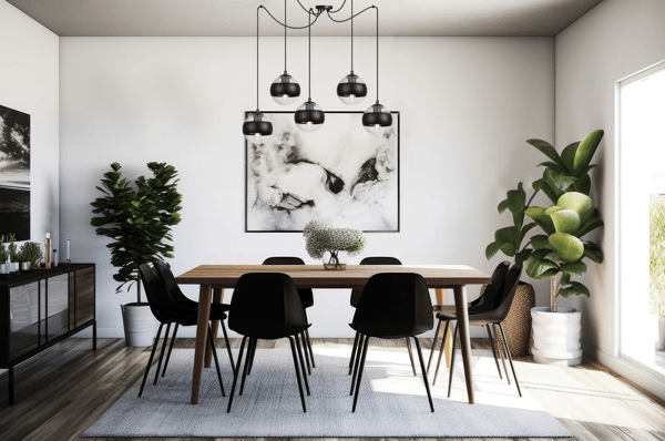 TOLEDO SPIDER HÆNGELAMPE SORT 5 FLAD SORT LAMPESKÆRME E14