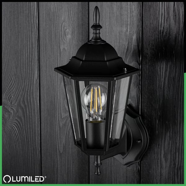 Puutarhaseinävalaisin, E27, ulkokäyttöön, Elevation, lyhty, ylöspäin, musta, BELLIS LUMILED