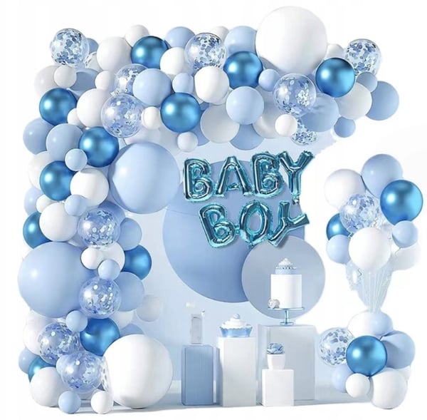 Blå ballonggirland 130 st för födelsedag, dop och bröllop