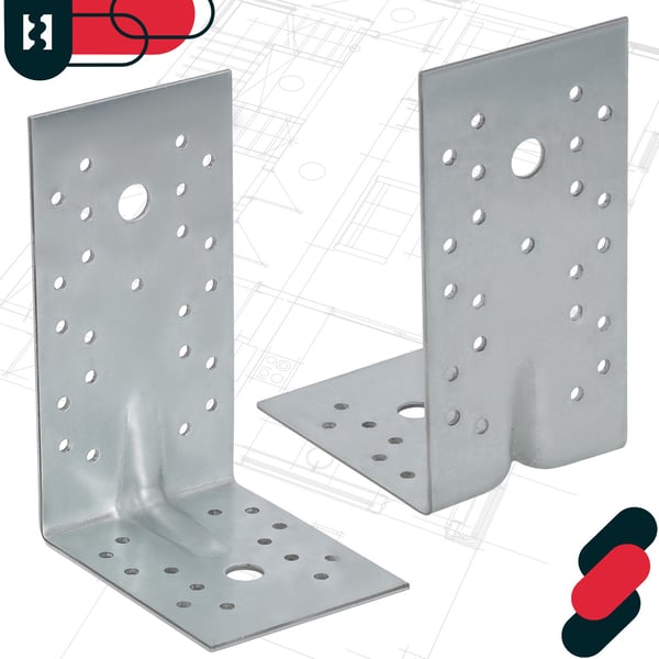 Kotarbau snedkervinkel stålkonstruktion med prægling rustfrit stål 100x150x80 mm sæt 25 stk