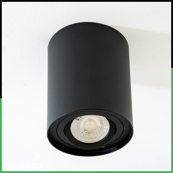 Overflademonteret HALOGEN Spot Tube Flytbar GU10 Rund Sort 125mm AMAT-XL LUMILED