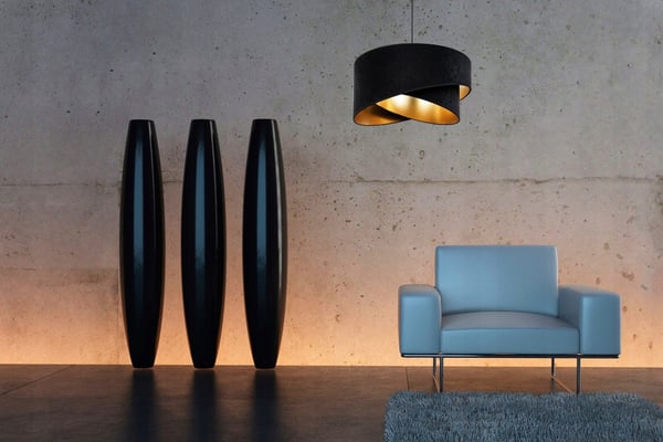 HÆNGENDE LAMPE LOFTSKRONE GYLDEN FLØJLSSKÆRM