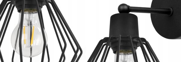 VÆGLAMPE, FIRKANTET LAMPE, METALLAMPE, TRÅD, LED