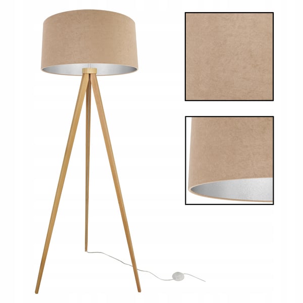 STÅENDE GULVLAMPE, STATIV, KROM, FLØJLSSKÆRM