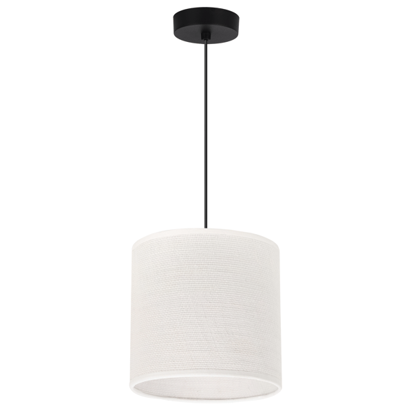 HÆNGELAMPE SORT JUTE 1 FLAD HVID LAMPESKÆRM 15CM E27