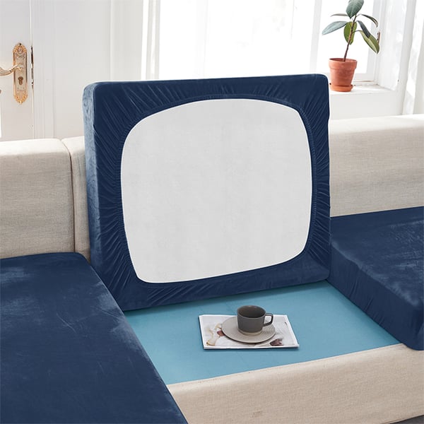 Sofaovertræk sammet marinblå 50-65cm