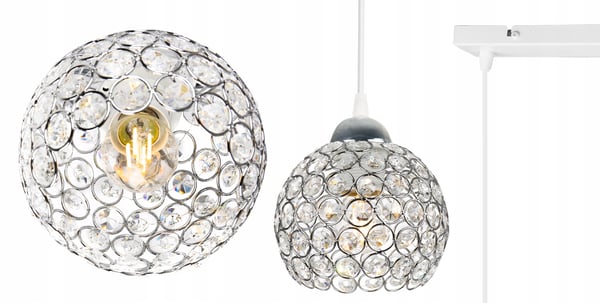 Kromhængende lampe med LED-krystal til loftet