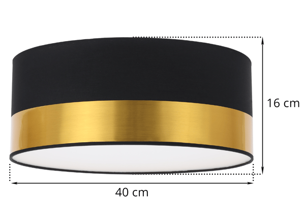 ELEGANCE PLEXI-KATTOVALAISIN MUSTA JA KULTAINEN 40 CM E27