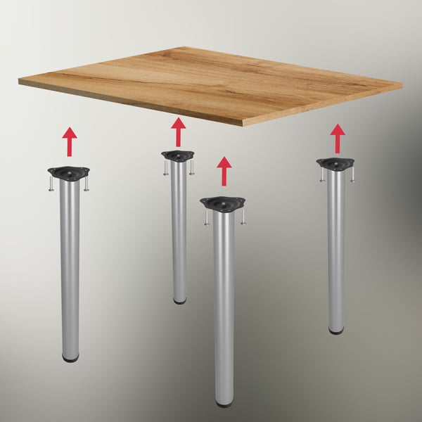 KOTARBAU justerbar bordsbens set 71-74,5 cm stål silver aluminium 4 st
