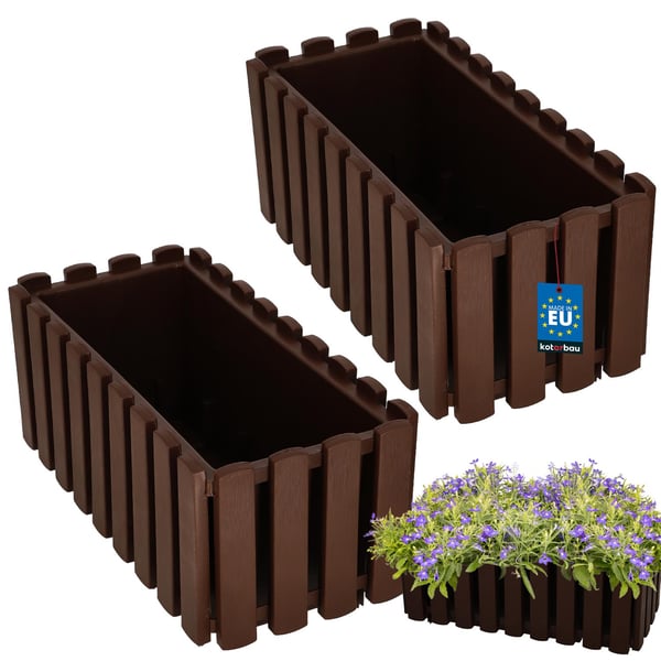 Blomkruka för balkongräcke rustik brun 40 cm 2 st