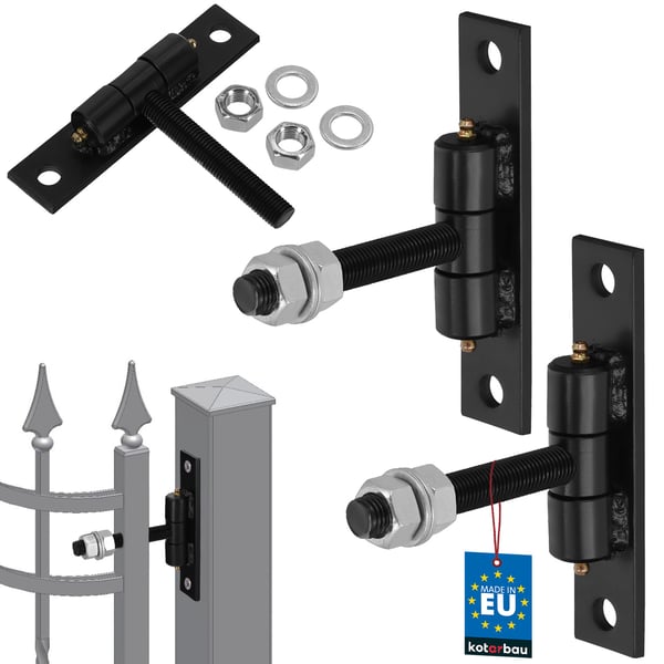 Kotarbau® Ruuvattava portin sarana rasvanipoilla porteille, oville, käyntioville, halkaisija 20 mm, M20, 2 kpl:n sarja
