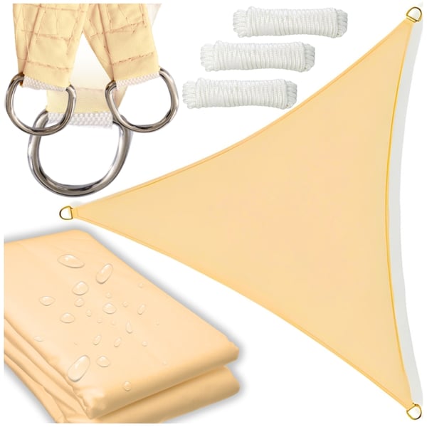 Solsejl UV beige havetrekant 3,6x3,6x3,6 m