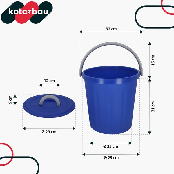 KOTARBAU® Spand med låg og håndtag, plastik, marineblå, 15 l