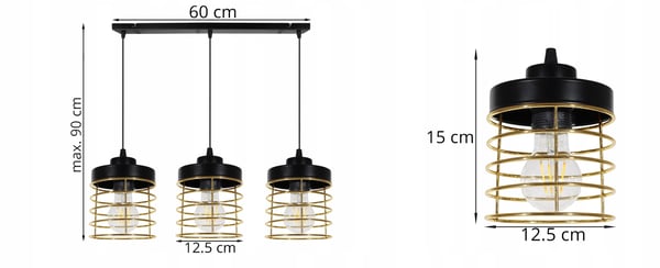 LOFTSLAMPE MED LED-LYKRONE MED GYLDEN TRÅD