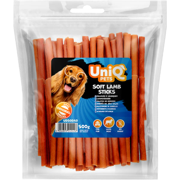 UniQ Pets hundgodis mjuka lammstänger 500g