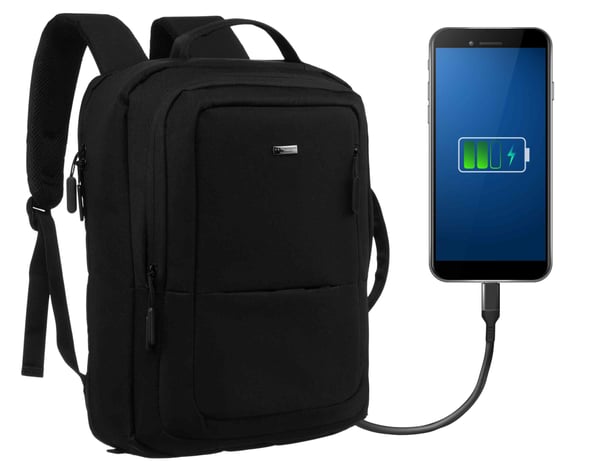 Reseryggsäck med plats för dator och USB-port - Peterson