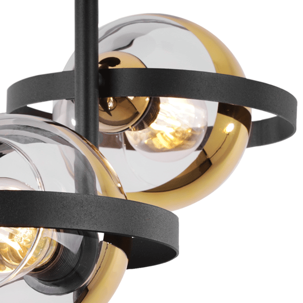 RONDA LOFTLAMPE SORT OG GULD 2 FLADE GYLDNE LAMPER E27