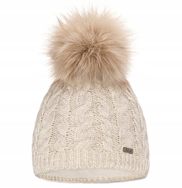 DAMMÖSSA med pälspompom, vinterfleece, varm mössa