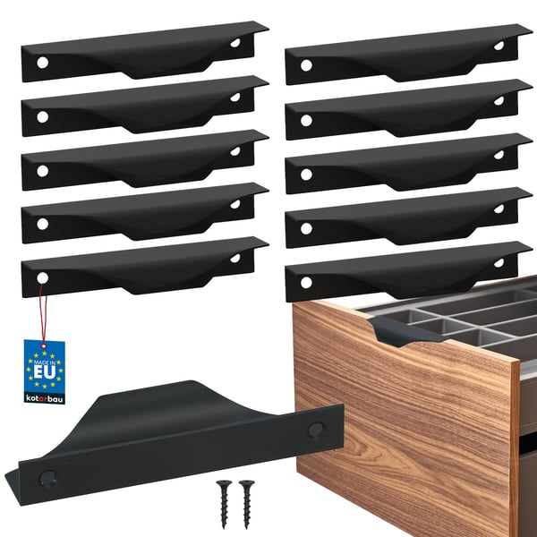 KOTARBAU Modern Edge møbelgreb aluminium matsortaluminium 96/116 mm sæt 10 stk