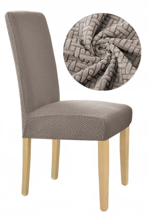Elastinen jacquard tuolinkotelo harmaa beige