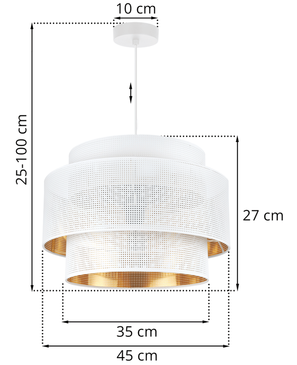 ASTI TRIO HÆNGELAMPE HVIDGULD 45CM MESH