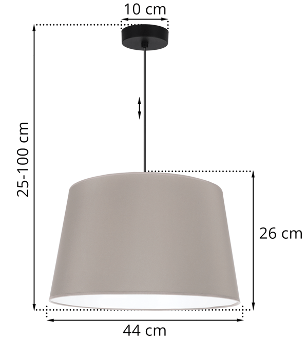 GAJA KEGLEHÆNGELAMPE SORT 1 FLAD OLIVEN LAMPESKÆRM 44CM
