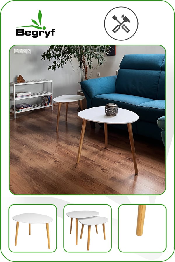 To hvide sofaborde til stuen begryf 55x53x42 39x39x40