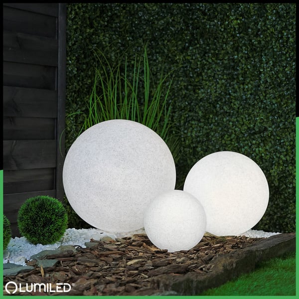 Havelampe udendørs STONE LED-kugle LUMIKULA 40cm E27 IP65 LUMILED