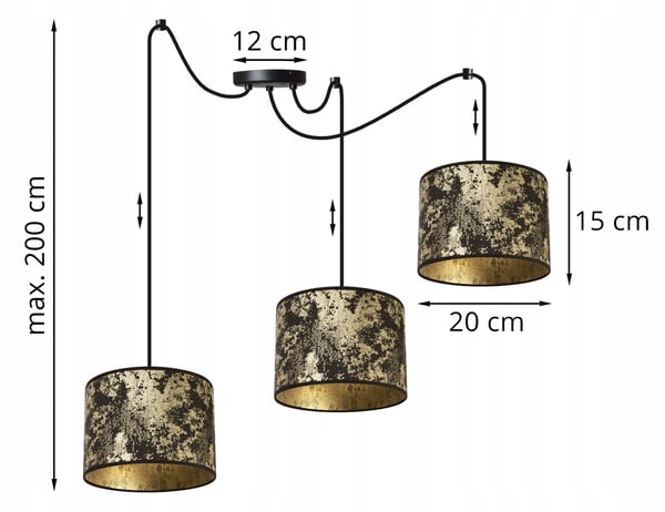 Lofthængelampe, lampeskærm med edderkoppemotiv, guld