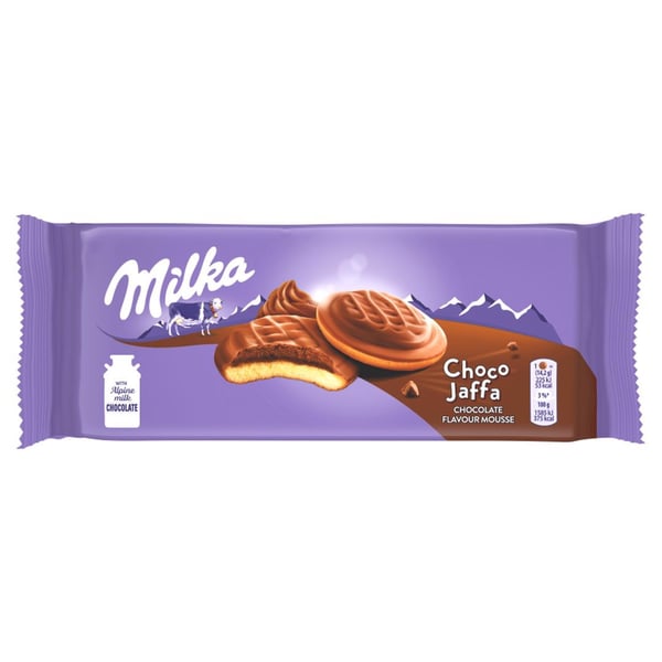 Milka Choco Jaffa -keksit suklaavaahdolla, kuorrutettu maitosuklaalla 128 g Milka Choco Jaffa -keksit suklaavaahdolla, kuorrutettu maitosuklaalla 128 g