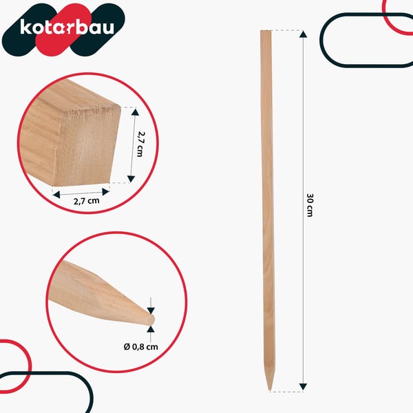 KOTARBAU® trästöd för tomater och grönsaker, 30 cm, 20-pack