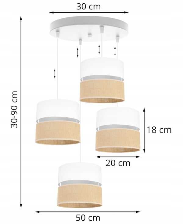 HÆNGELAMPE, LOFTKRONE, LAMPESKÆRM 20 CM HVID