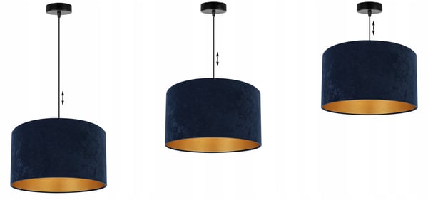 HÆNGENDE LAMPE LOFTSKRONE GYLDEN FLØJLSSKÆRM