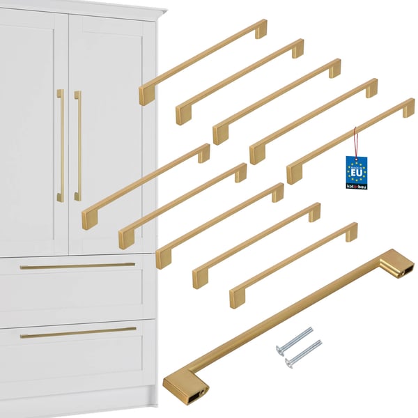 KOTARBAU køkkengreb klassisk moderne aflang messing 289 mm afstand 256 mm sæt 10 stk