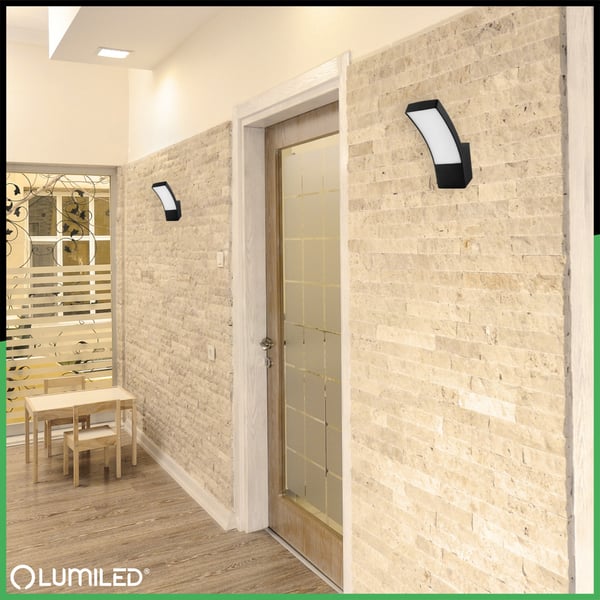 Vägg-LED-belysning för fasad utomhus svart trädgårdskinkigt 10W 4000K IP54 LOGIA LUMILED