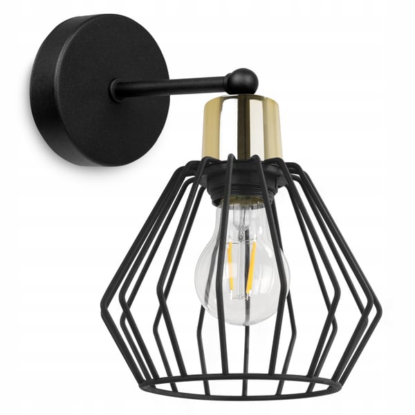 VÄGGLAMPA, FYRKANTIG LAMPA, METALLLAMPA, TRÅD, LED