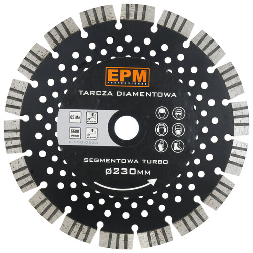 SEGMENTERET TURBO DIAMANTBLAD MED KØLEHULLER. 230 MM - E-550-0523 SEGMENTERET TURBO DIAMANTBLAD MED KØLEHULLER. 230 MM - E-550-0523