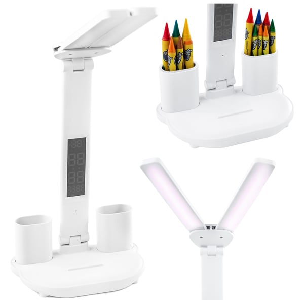 LED-skrivebordslampe Hvid Induktiv Oplader til Børn og Studerende til Studiebrug