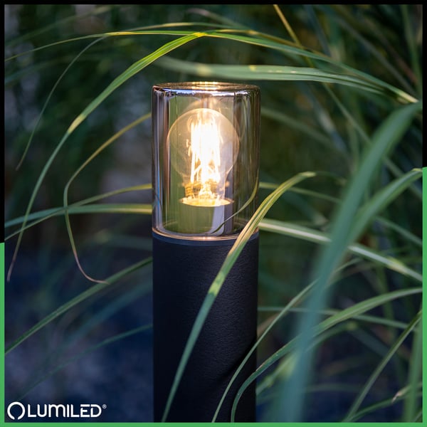 Trädgårdslampa stående utomhus stolpe för glödlampa E27 svart glas IP54 80 cm SALVIA LUMILED