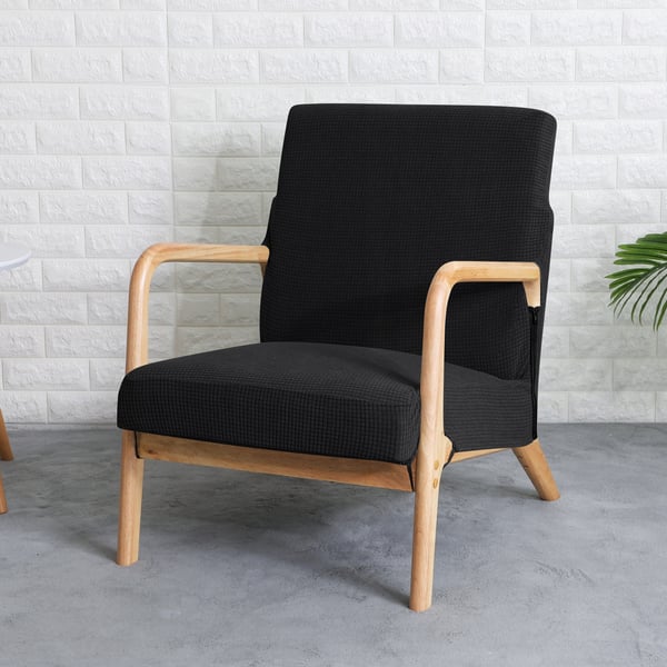 Finka stolöverdrag jacquard svart