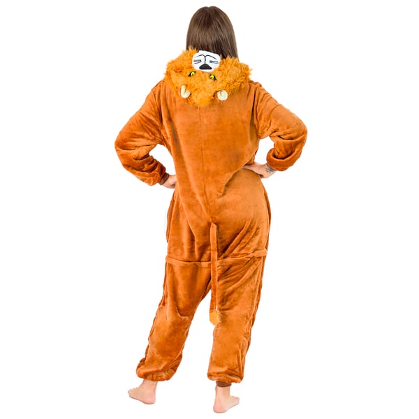 Varm herrepyjamas løve kigurumi voksen heldragt m Løvekostume - L