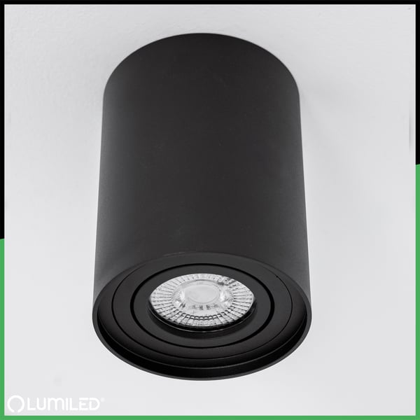 Overflademonteret HALOGEN Spot Tube Bevægelig GU10 Rund Sort 84mm AMAT-M LUMILED