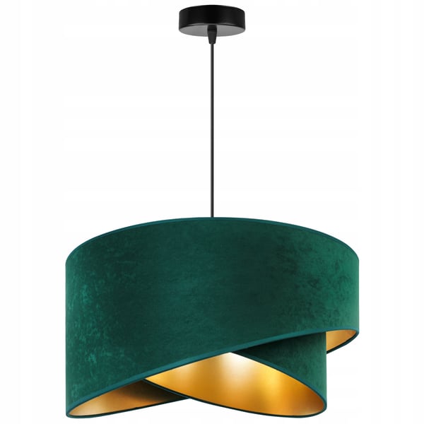 HÆNGENDE LAMPE LOFTSKRONE GYLDEN FLØJLSSKÆRM