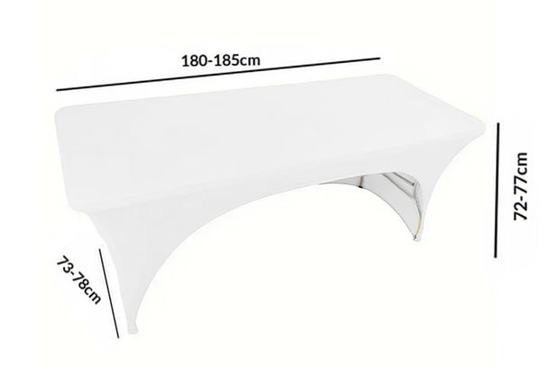 DUK elastiskt rektangulärt konferensbord 180x76 cm öppen rygg vit