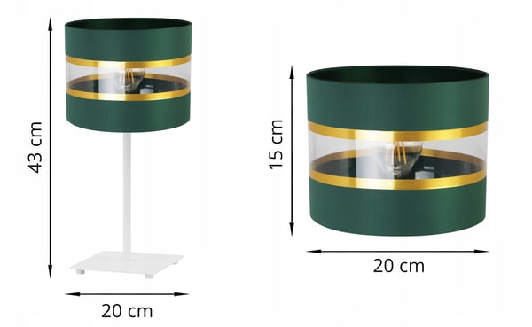 NATBORDLAMPE, ELEGANT GYLDET LAMPESKÆRM, 20 CM