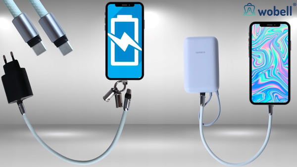 USB C telefonopladningskabel til iPhone og Samsung - kort hurtig QC