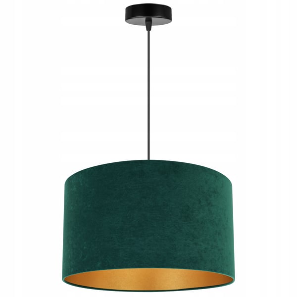 HÆNGENDE LAMPE LOFTSKRONE GYLDEN FLØJLSSKÆRM