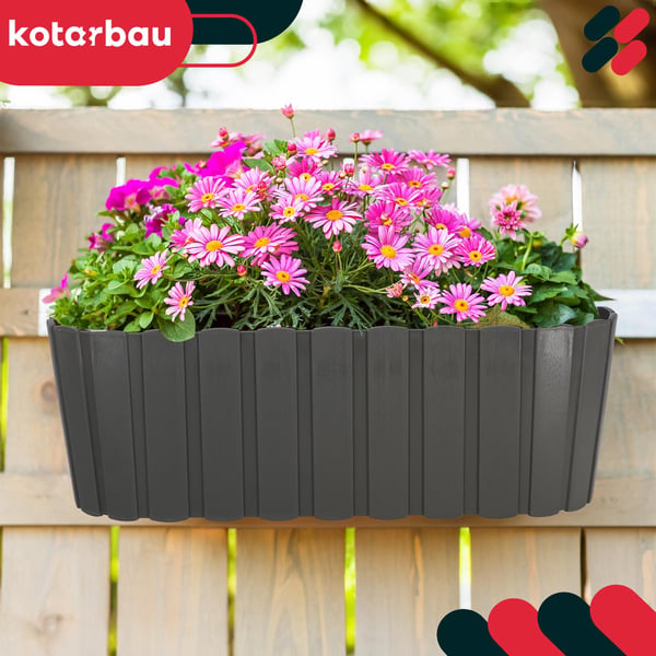 KOTARBAU Balkongväxtlåda oval rustik grå 400 mm 4-pack