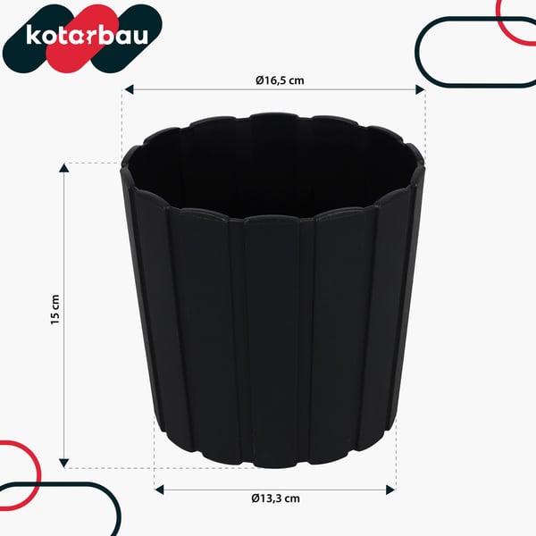 Muovinen kukkaruukku kukille ja yrteille parvekkeelle tai terassille, antrasiitti, 17 cm, 6 kpl.
