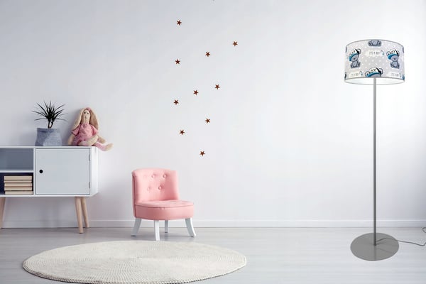 BØRNES GULVLAMPE, LAMPESKÆRM, MØNSTER, LED